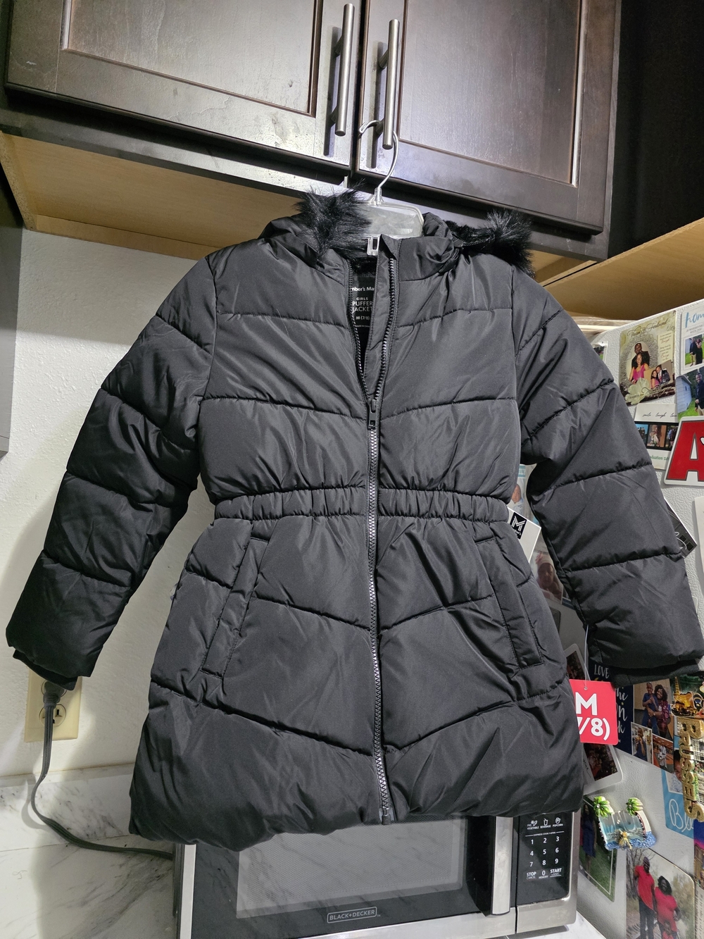 Members Mark  Black Puffer Coat with Hood  Little Girls 7/8